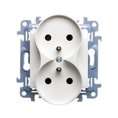 Simon 10 Gniazdo podwójne z/u z przesłonami białe 16A 250V IP20 CGZ2MZ.01/11 WC-GZ2MZxx-01-11xx