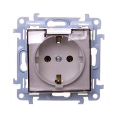 Simon 10 Gniazdo pojedyncze z uszczelką klapka transparetna biała 16A 250V IP44 CGSZ1B.01/11A WC-GSZ1Bxx-01-11Ax