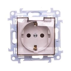 Simon 10 Gniazdo pojedyncze z uszczelką z przesłonami klapką transparetną białe 16A 250V IP44 CGSZ1BZ.01/11A WC-GSZ1BZx-01-11Ax