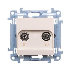 Simon 10 Gniazdo antenowe R-TV przelotowe kremowe IP20 CAP10.01/41 WC-AP10xxx-01-41xx