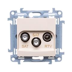 Simon 10 Gniazdo antenowe podwójne SAT-SAT-RTV kremowy CASK2.01/41 WC-ASK2xxx-01-41xx WC-ASK2xxx-01-41xx