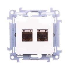 Simon 10 Gniazdo komputerowe podwójne 2xRJ45 kat.6 ekranowane białe C62E.01/11 wc-62exxxx-01-11xx