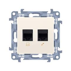 Simon 10 Gniazdo RJ45 kat 6 + gniazdo telefoniczne RJ12 kremowe C6T.01/41 wc-6txxxxx-01-41xx