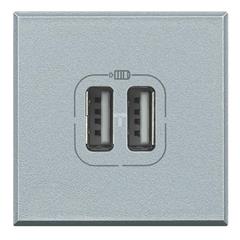 AXOLUTE Ładowarka USB 2x750mA 5V DC 2 moduły aluminium HC4285C2