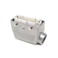 Wtyczka przemysłowe 16-pinowa 16A pokrywa metalowa z męskim wejściem, wtyczka, boczne przyłączenie, bez zamknięcia T0-EBM16FU10
