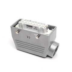 Wtyczka przemysłowa 16-pinowa 16A pokrywa metalowa z żeńskim wejściem, boczne przyłączenie, bez zamknięcia T0-EBM16PU10