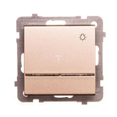 SONATA Przycisk światło 10AX szampański złoty IP20 z podświetleniem ŁP-5RS/m/39