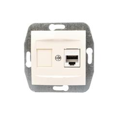CARLA Gniazdo komputerowe pojedyncze RJ45 cat 6 kremowe 1783-11