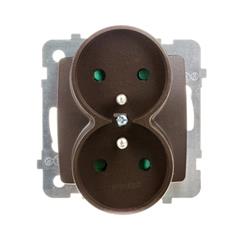 KARO Gniazdo podwójne z/u 16A z przesłonami czekoladowy metalik GP-2SRZP/m/40