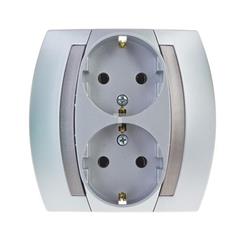 GAZELA Gniazdo podwójne z/u SCHUKO 16A IP20 srebro/ tytan GP-2JS/18/23