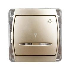 GAZELA Przycisk światło 1Z 10AX IP20 z podświetleniem LED pomarańczowym satynowy ŁP-5JS/m/16/16