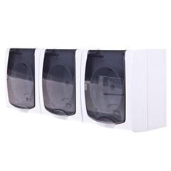 MADERA Gniazdo hermetyczne potrójne z/u SCHUKO 16A IP44 z klapką przezroczystą białe GNH-3NS/00/d