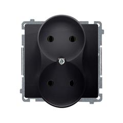 Simon Basic Gniazdo wtyczkowe podwójne b/u (moduł) 16A 250V zaciski śrubowe grafit matowy BMG2M.01/28 WMUW-00200M-G011