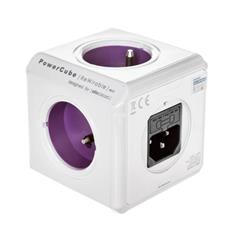 Rozgałęźnik PowerCube z 4-krotnym gniazdem E/FR i 2xUSB 5V + 4 wtyczki (ReWirable USB), fioletowy 1830/FRRU4P