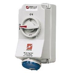 Gniazdo naścienne z rozłącznikiem 16A 3p 6h 230V IP44 z podwójną blokadą mechaniczną MEN7002A