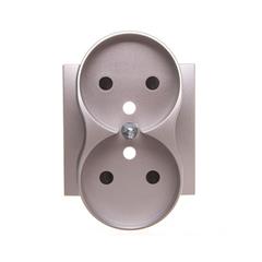 Simon 54 Pokrywa gniazda podwójnego z przesłonami srebrny mat z/u do ramek PREMIUM DGZ2MZP/43 WMDW-P0131x-043