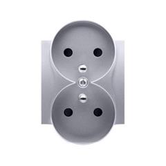 Simon 54 Pokrywa gniazda podwójnego z przesłonami srebrny mat z/u do ramek NATURE DGZ2MZNP/43 WMDW-P0131N-043