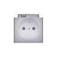 Simon 54 Pokrywa gniazda do wersji IP44 z przesłonami z klapką transparentną biała DGZ1BUZP/11A WMDW-P3121x-011