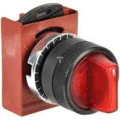 Łącznik pokrętny podświetlany, okrągły, z ramką czerwony, 3 położenia stabilne P9XSLZ0R 185601