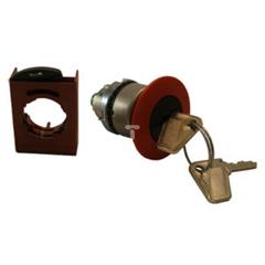 Przycisk grzybkowy okrągły 40mm czerwonyz kluczykiem z ramką metal  P9MEC4RN95 184073