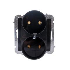 Sentia Gniazdo podwójne b/u 16A czarny połysk 1444-58