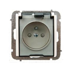 Sentia Gniazdo hermetyczne pojedyncze z/u 16A IP44 z klapką transparentną z przesłonami kremowe 1466-11