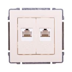 KOS66 Gniazdo komputerowe podwójne 2xRJ45 kat.5e nieekranowane z etykietą kremowe 660367