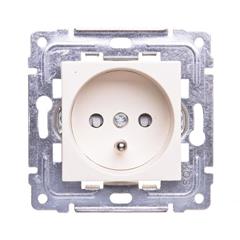 DANTE Gniazdo pojedyncze z/u 16A z przesłoną torów kremowe 450334