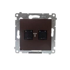 Simon 54 Gniazdo komputerowe podwójne 2xRJ45 kat.6 z przesłoną brąz mat D62.01/46 WMDK-0620xx-046