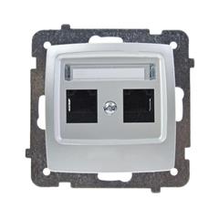 KARO Gniazdo komputerowe podwójne RJ45 kat.5e MMC srebrny perłowy GPK-2S/K/m/43