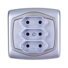 TON Gniazdo potrójne EURO srebro + satyna GP-3C/18/16