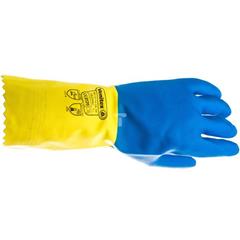 Rękawice gospodarcze z lateksu, flokowane, długość 30 Cm, Gr. 0,60 Mm niebiesko-żółte rozmiar 7,5 VE330BJ07