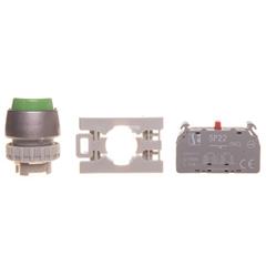 Przycisk wystający zielony 1R pierścień niklowany SP22-WZ-01\.