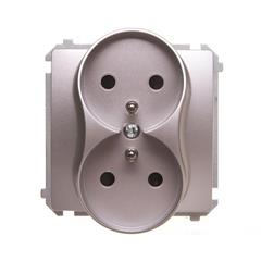 Simon Basic Gniazdo podwójne z/u z przesłonami srebrny mat BMGZ2Mz.01/43 WMUW-00211M-4011