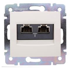 VALENA Gniazdo komputerowe podwójne RJ45 kat.6 STP kremowe 774145