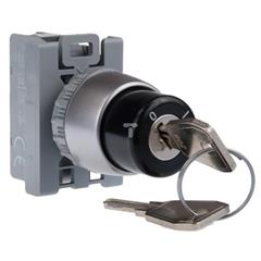 Przycisk pokrętny 2 położeniowy klucz 1Z pierścień niklowany SP22-SAA-10\.