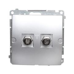 Simon Basic Gniazdo antenowe typu F podwójne srebrny mat BMAF2.01/43 WMUA-05xxx2-4011