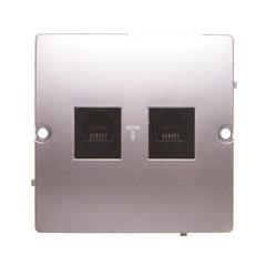 Simon Basic Gniazdo telefoniczne RJ12 podwójne srebrny mat BMT2.02/43 WMUT-0020x2-4011