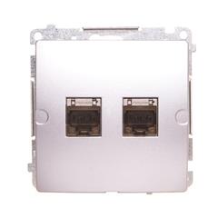Simon Basic Gniazdo komputerowe RJ45, kategoria 6, podwójne ekranowane z przesłoną srebrny mat BM62E.01/43 WMUK-0640xx-4011