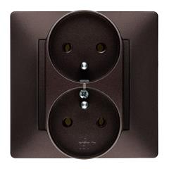 VOLANTE Gniazdo podwójne z/u 16A 230V modułowe czekoladowe 2643-04