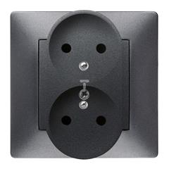 VOLANTE Gniazdo podwójne z/u 16A 230V modułowe grafitowe 2643-08