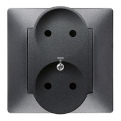 VOLANTE Gniazdo podwójne b/u modułowe grafitowy 2644-08