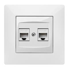 VOLANTE Gniazdo komputerowe podwójne RJ45 biały 2649-00