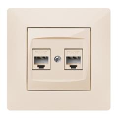VOLANTE Gniazdo komputerowe podwójne RJ45 kremowe 2649-01