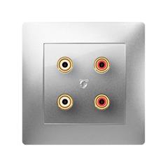 VOLANTE Gniazdo głośnikowe podwójne srebrny 2658-06