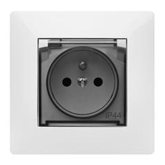 VOLANTE Gniazdo pojedyncze z/u 16A 230V IP44 białe, klapka dymna 2666-00
