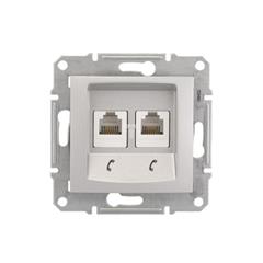 Sedna Gniazdo telefoniczne podwójne RJ11 aluminium SDN4201160