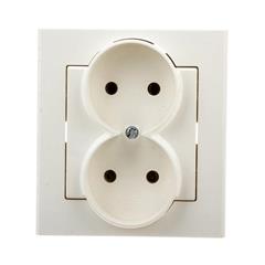 SONATA Gniazdo podwójne z ramką ecru b/u 16A IP20 GP-2R/27