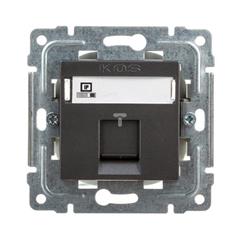 DANTE Gniazdo komputerowe pojedyncze RJ45 kat.5e nieekranowane z przesłoną i etykietą grafitowe 456065