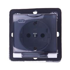 IMPRESJA Gniazdo hermetyczne z/u 16A schuko IP44 z klapką dymną i przesłonami białe GPH-1YSP/m/00/d